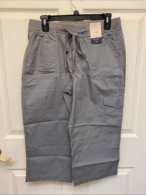 St. John's Bay Gray Drawstring Cargo Capri Pants